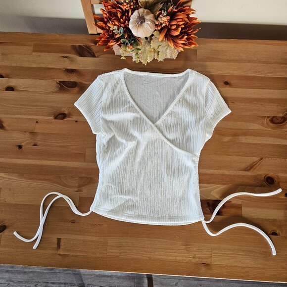 SHEIN EZwear Solid Color Wrap & Cinched Waist Shirt For Summer- XS - Picture 14 of 14